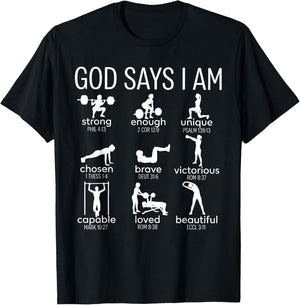 God Says I Am Christian Workout Gym Women Men