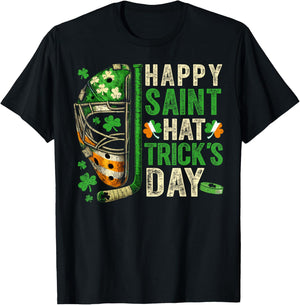 St Patricks Day Happy Saint Hat Trick Ice Hockey Player