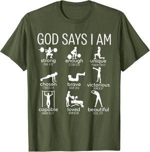 God Says I Am Christian Workout Gym Women Men