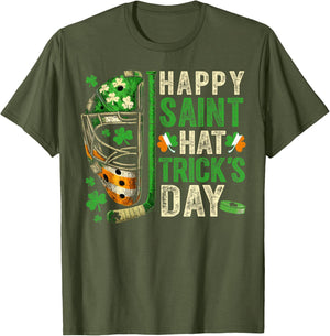 St Patricks Day Happy Saint Hat Trick Ice Hockey Player
