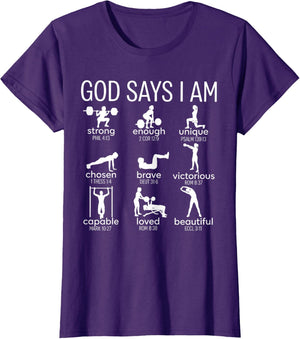 God Says I Am Christian Workout Gym Women Men