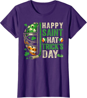 St Patricks Day Happy Saint Hat Trick Ice Hockey Player