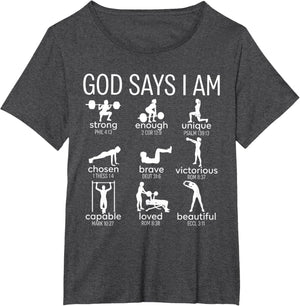 God Says I Am Christian Workout Gym Women Men
