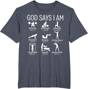 God Says I Am Christian Workout Gym Women Men